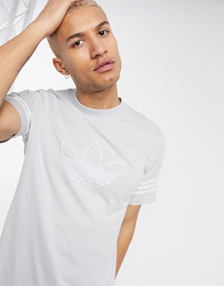 Adidas Originals - Spirit - T-shirt grigia con trifoglio-Grigio