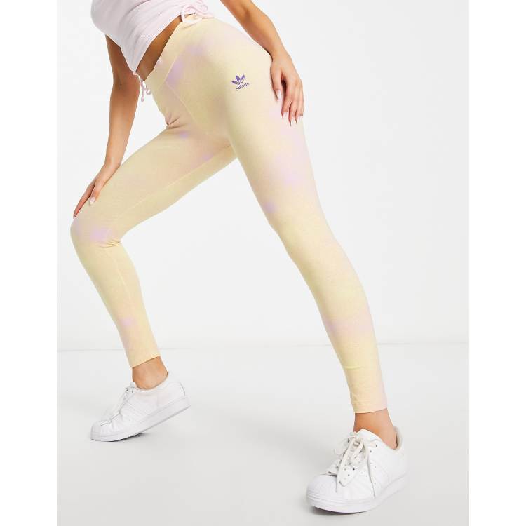 adidas Originals splatter print leggings in yellow and lilac