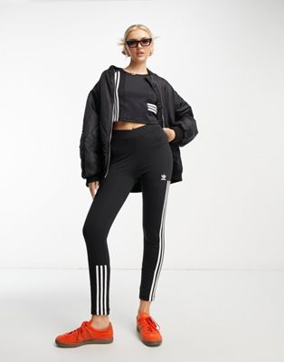 adidas Originals spliced three stripe leggings in black