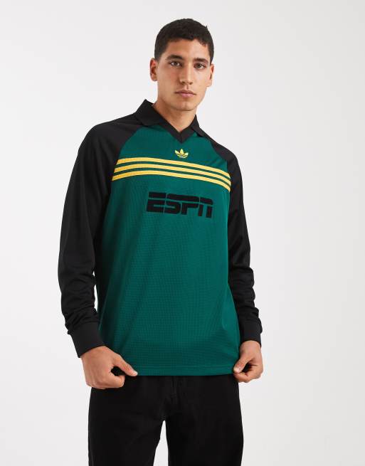 adidas Originals Sponsored archive longsleeve tee in collegiate green / black