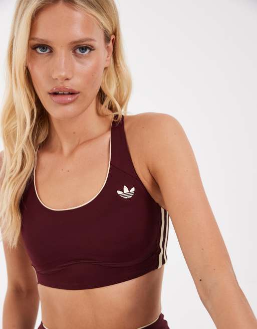 adidas Originals Sport-BH mit mittlerem Halt in Burgunderrot, 3 von 4