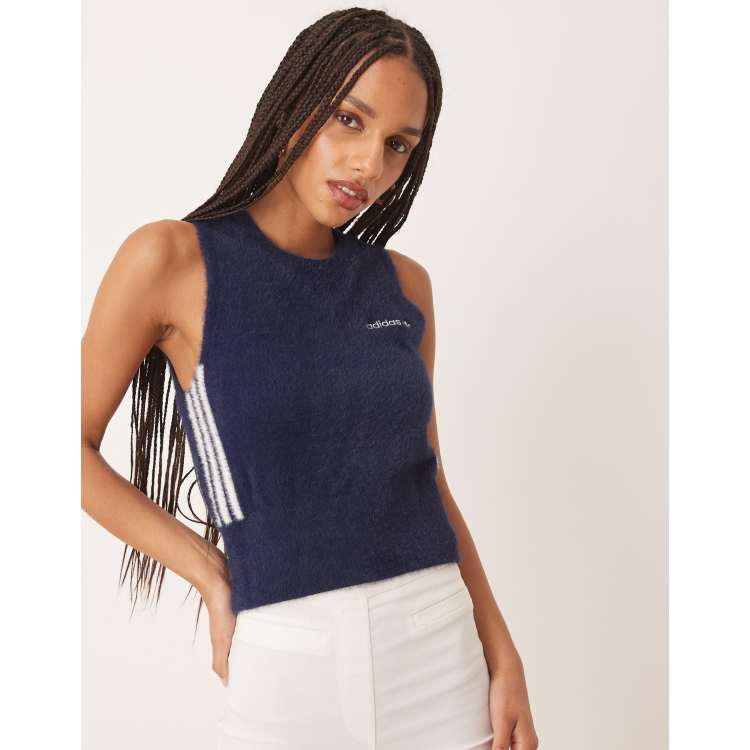 adidas Originals Sport fluffy tank top in navy | ASOS