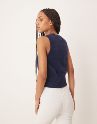 adidas Originals Sport fluffy tank top in navy | ASOS