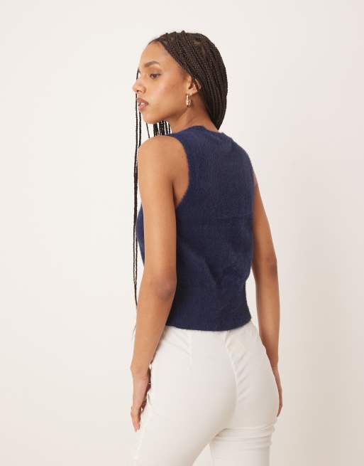 adidas Originals Sport fluffy tank top in navy | ASOS