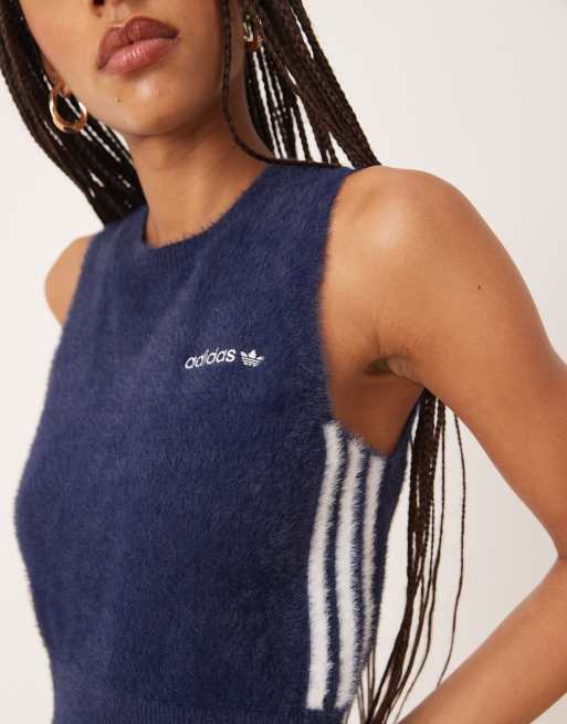 adidas Originals Sport fluffy tank top in navy | ASOS