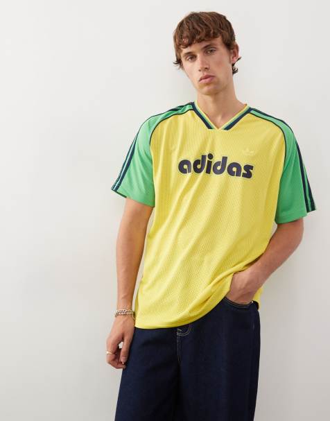 adidas Originals Sport jersey top in yellow and green - view 1