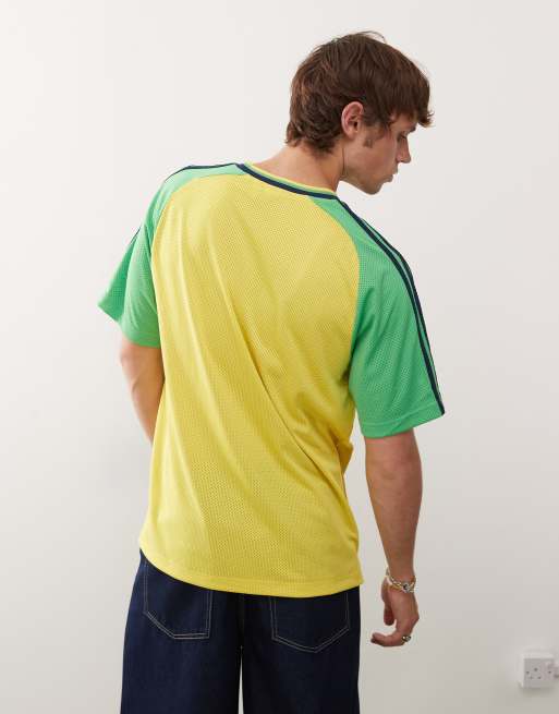 adidas Originals Sport jersey top in yellow and green