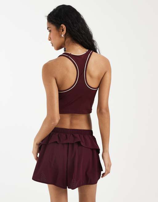 adidas Originals Sport-Skort in Burgunderrot und Cremeweiß, 4 von 5