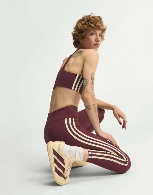adidas Originals Sport Superstar 7/8-Leggings in Burgunderrot und Cremeweiß, 3 von 5