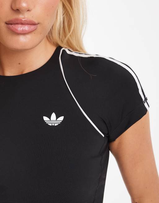 adidas Originals Sport Superstar Cropped-T-Shirt in Schwarz, 3 von 4