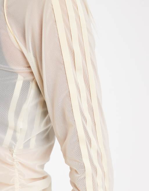 adidas Originals sportig långärmad topp i off white, 4 av 4