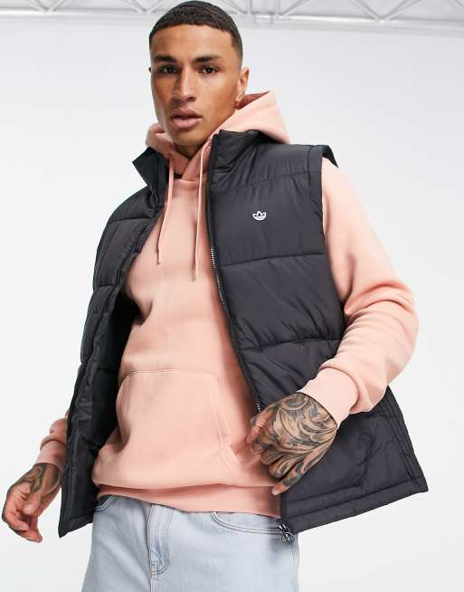 adidas Originals – Sportliches, wattiertes Gilet in Schwarz