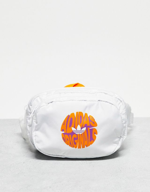 adidas Originals sports 2.0 fanny pack in white and orange