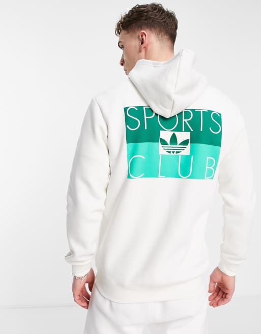 adidas Originals - Sports Club - Råhvid hættetrøje med print på ryggen