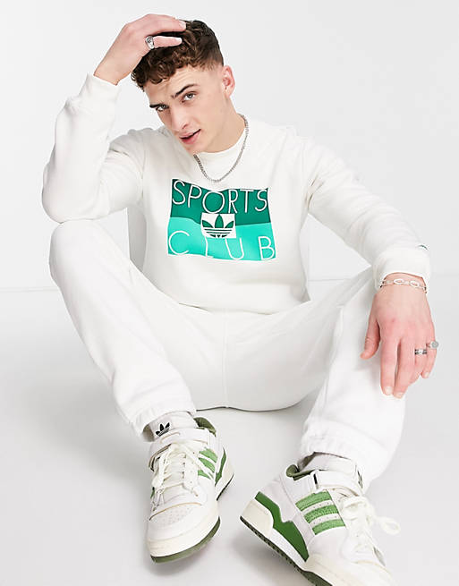adidas Originals Sports Club sweatshirt in off white with front ...