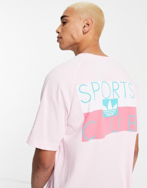 Pink and store blue adidas shirt