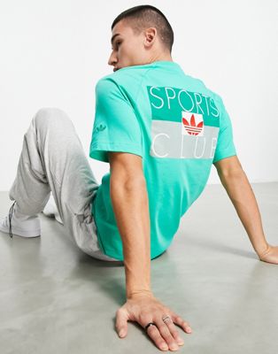 adidas Originals Sports Club t-shirt in hi-res green with back print