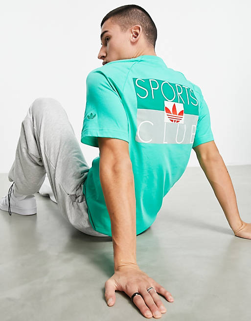adidas Originals - Sports Club - T-shirt met print op de rug in hi-res groen