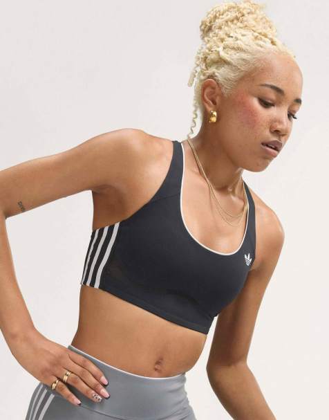 adidas Originals Sports mellemhøj støtte sports-BH i sort - view 1