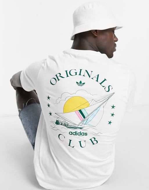 adidas Originals – Sports Resort – Biały T-shirt z nadrukiem z tyłu