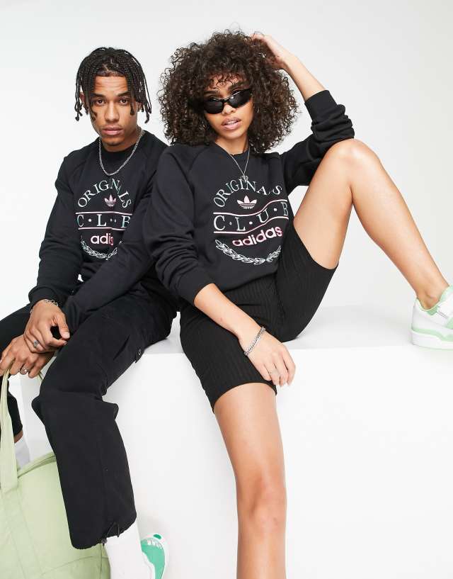 adidas Originals 'Sports Resort' Club sweatshirt in black with front graphics