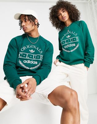 adidas Originals 'Sports Resort' Club sweatshirt in green with front graphics - ASOS Price Checker