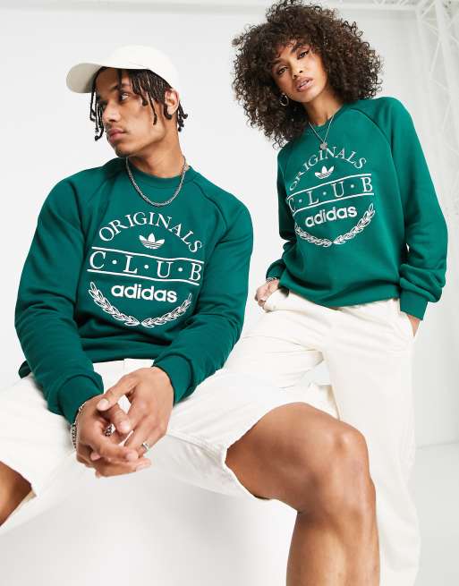 adidas Originals Sports Resort Club sweatshirt in green with front graphics