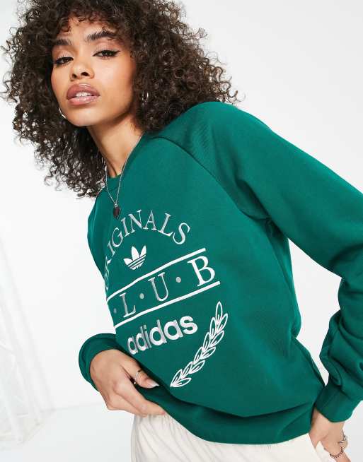 adidas Originals 'Sports Resort' sweatshirt in green with front ASOS