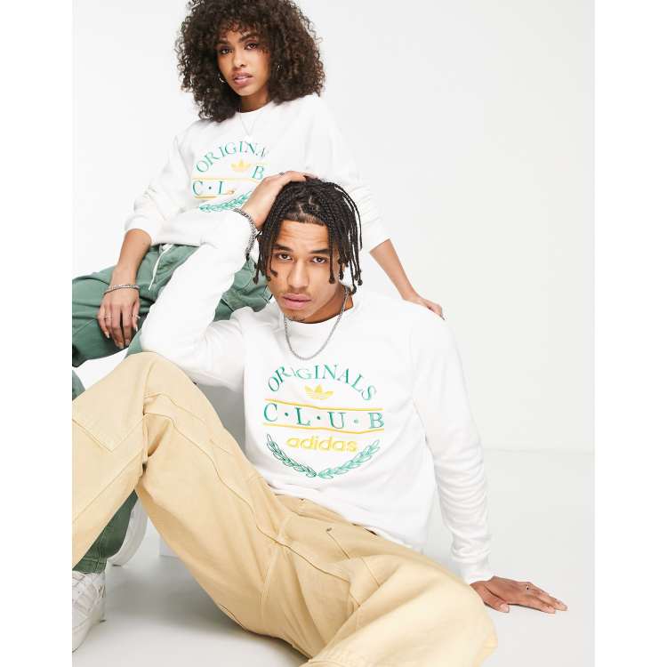 adidas Originals Sports Resort Club sweatshirt in white with front graphics