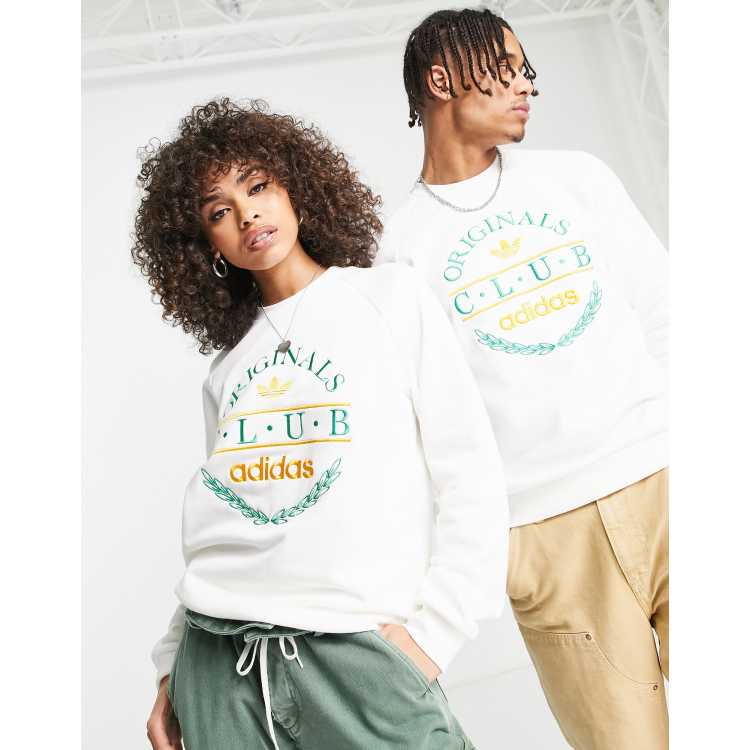 adidas Originals 'Sports Resort' Club sweatshirt in white with front | ASOS