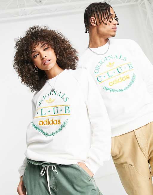 adidas Originals Sports Resort Club sweatshirt in white with front graphics