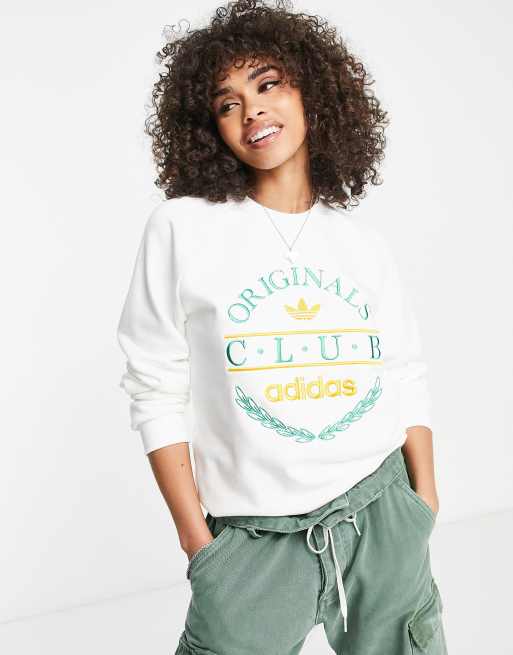 adidas Originals Sports Resort Club sweatshirt in white with front graphics