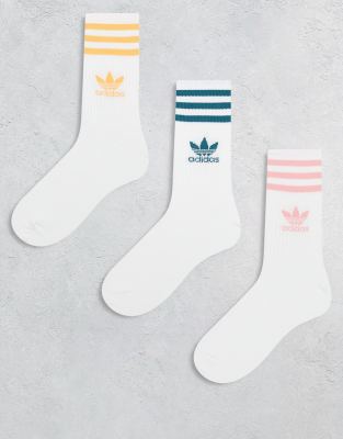 adidas Originals - Sportsocken im 3er-Pack in Weiß mit Pastellfarben