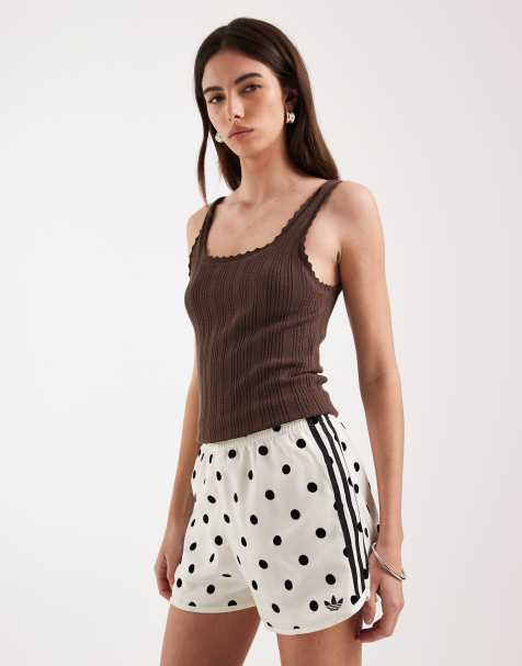 adidas Originals - Sprinter - Pantaloncini bianchi a pois con 3 strisce - view 1