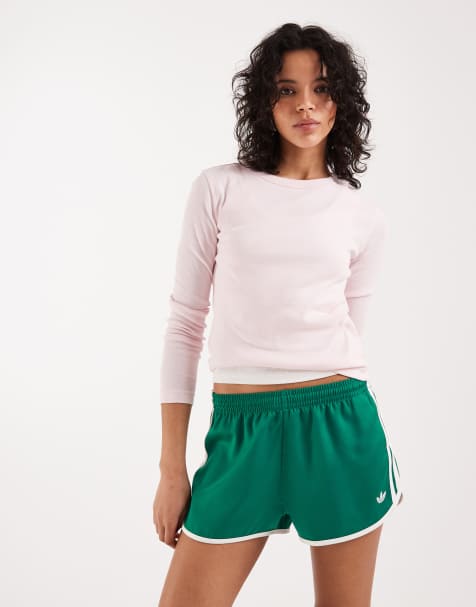 adidas Originals sprinter shorts in green and white - view 1