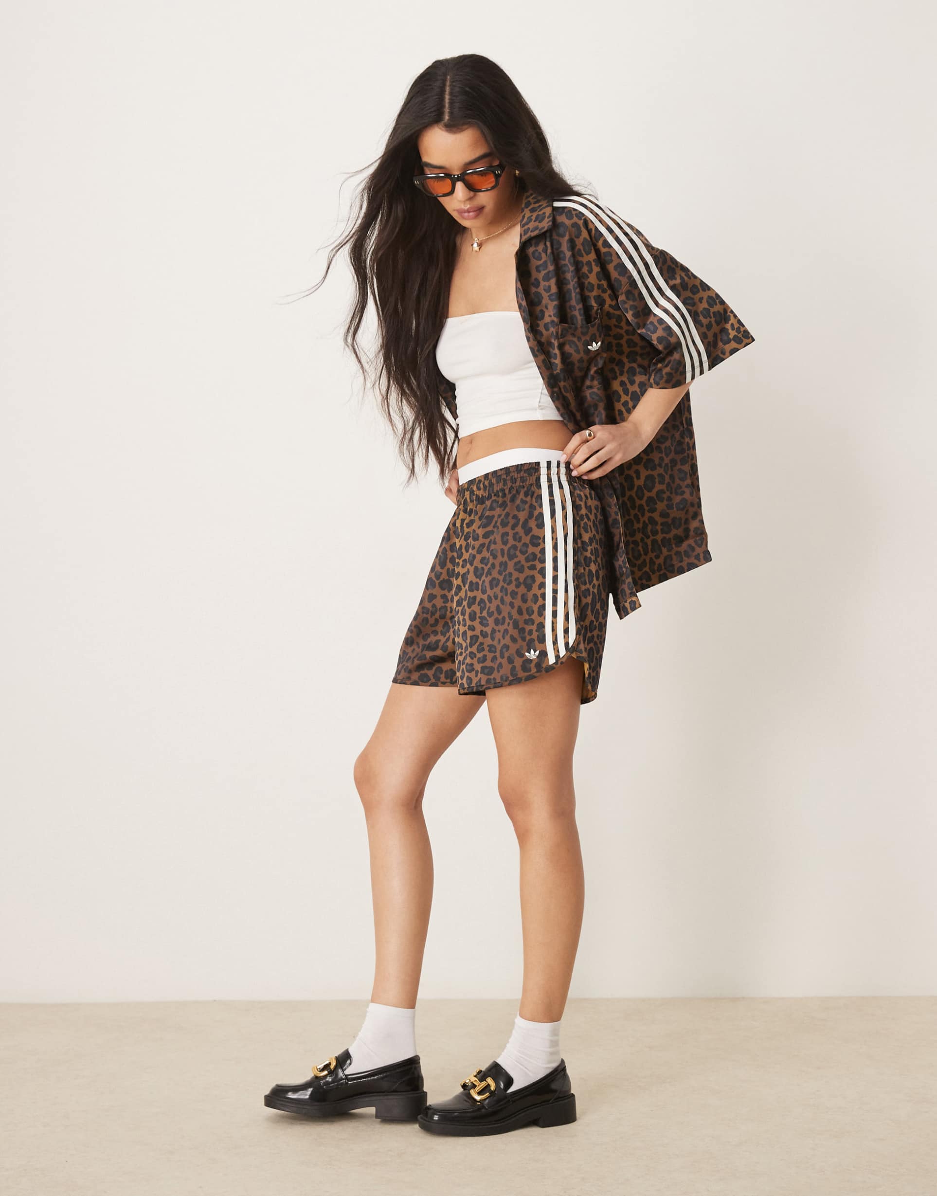 adidas originals sprinter shorts in leopard print