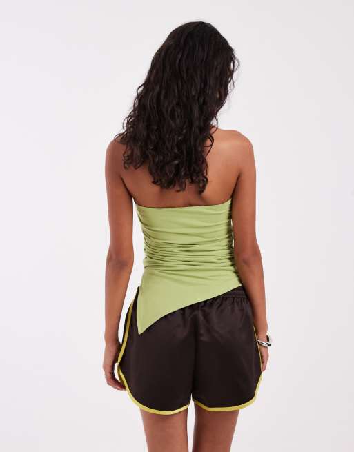 adidas Originals Sprinter-Shorts mit drei Streifen in Braun und Lime, 4 von 5