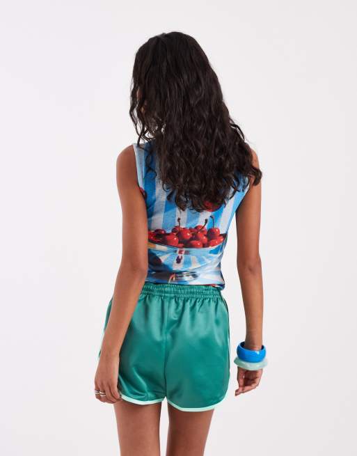 adidas Originals Sprinter-Shorts mit drei Streifen in Grün und Mint, 5 von 5