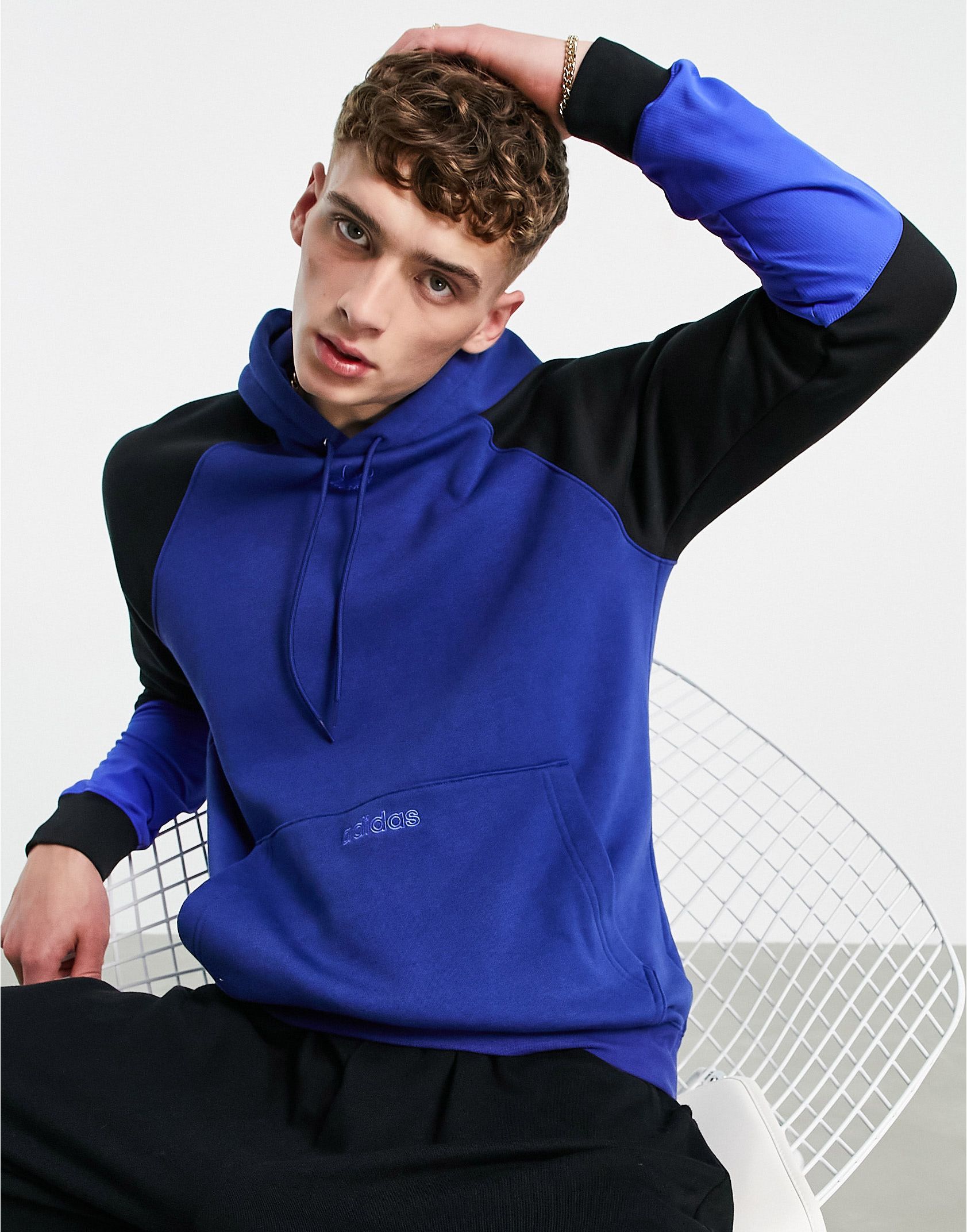 adidas Originals SPRT blocked hoodie in blue