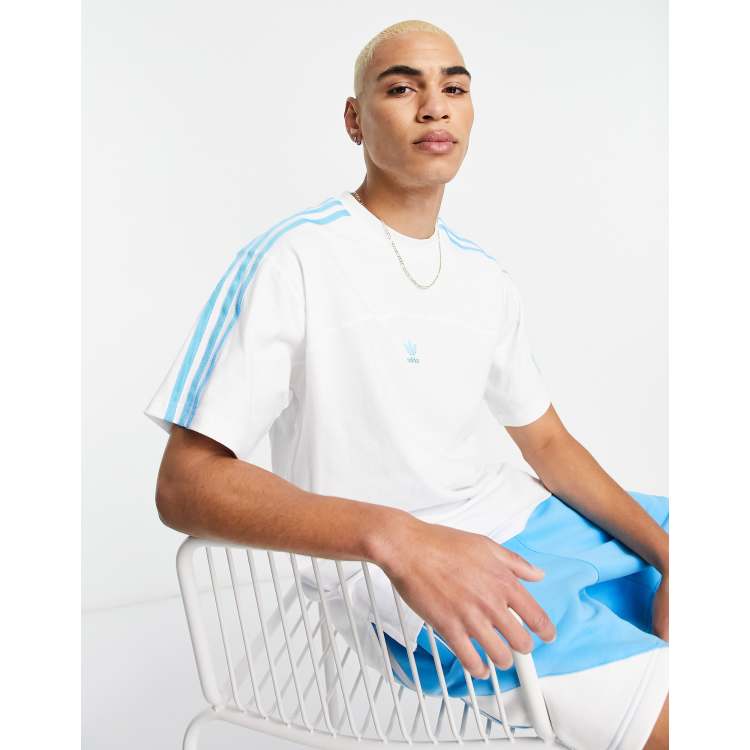 adidas Originals SPRT blocked three stripe T-shirt in sky blue | ASOS