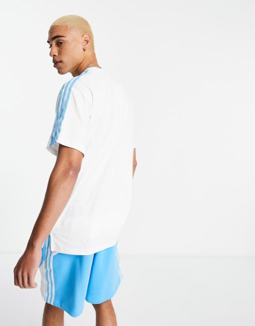 adidas Originals SPRT blocked three stripe T-shirt in sky blue | ASOS