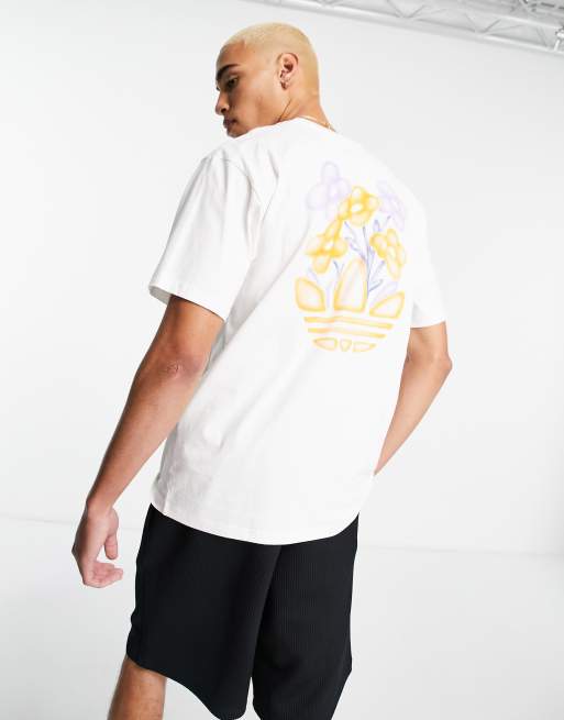 schouder Rudyard Kipling Blazen adidas Originals SPRT floral linear graphics T-shirt in white | ASOS