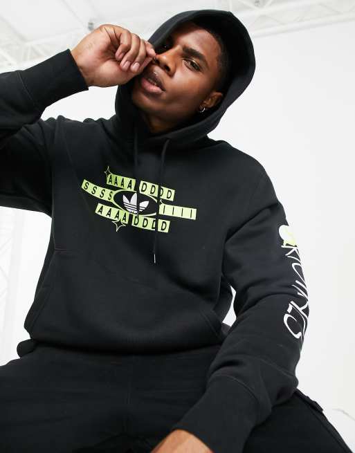 adidas Originals - SPRT Forever Sport - Sort hættetrøje med ærmegrafik