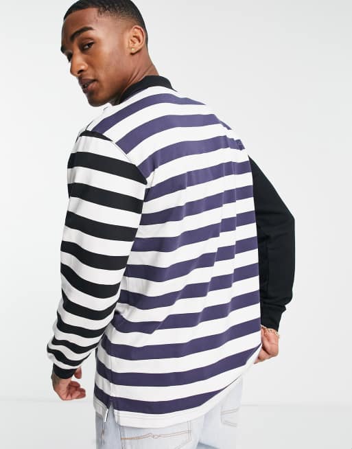 adidas Originals SPRT Frank rugby top in black and white stripe | ASOS