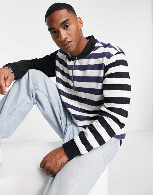 adidas Originals SPRT Frank rugby top in black and white stripe | ASOS