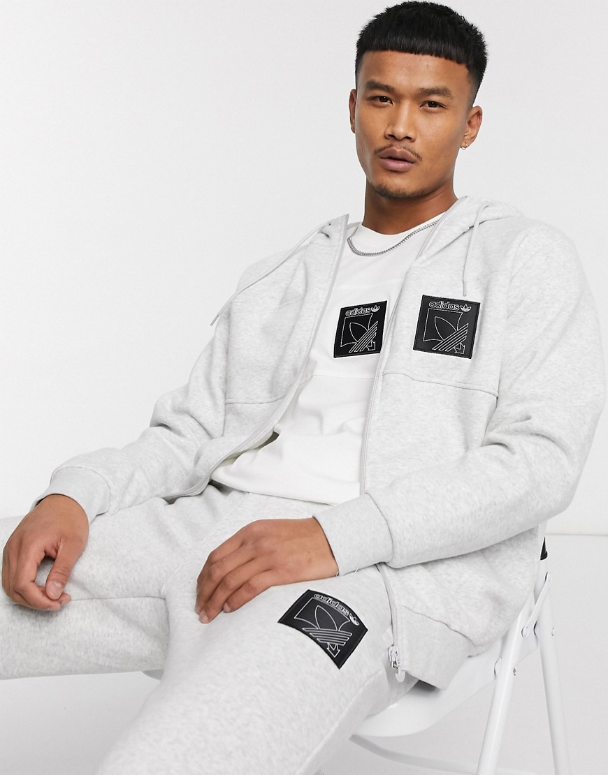 Adidas Originals SPRT icon zip-through hoodie in grey
