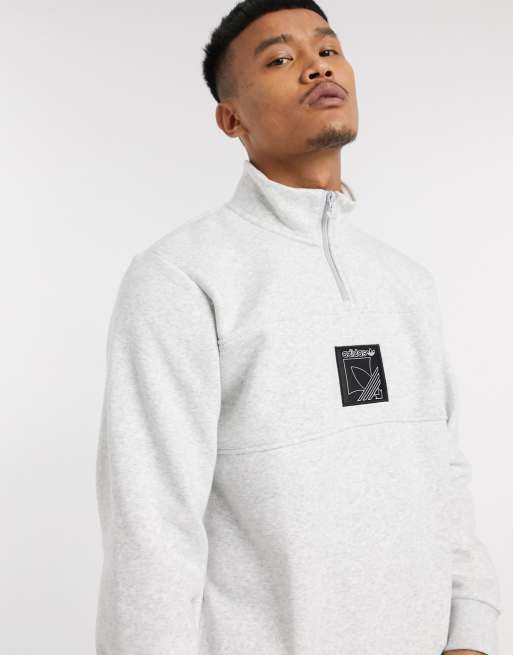 Adidas originals sprt logo half zip 2024 sweatshirt in grey