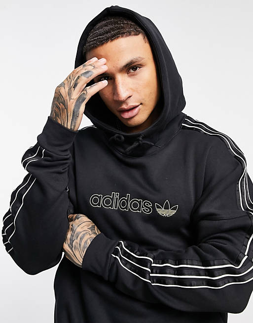 adidas Originals SPRT satin paneled hoodie in black | ASOS