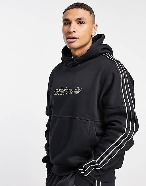 adidas Originals SPRT satin paneled hoodie in black | ASOS