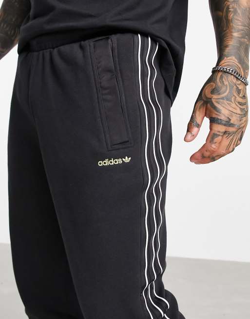 adidas Originals SPRT satin panelled joggers in black